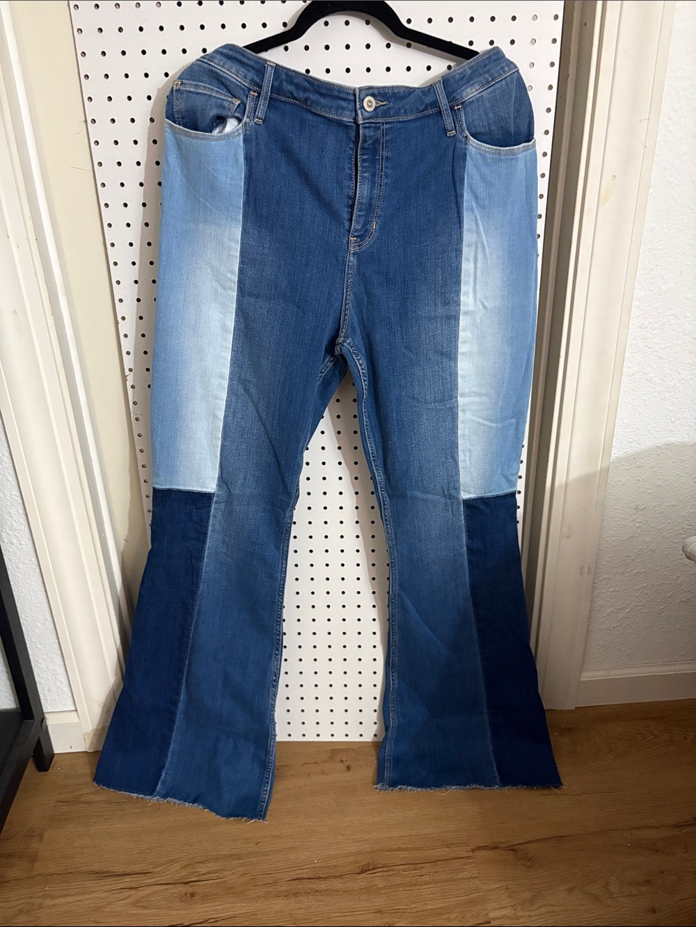 Hollister Two-Tone Patchwork Flare Jeans - Blue